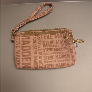 Steve Madden Brown Clutch Wristlet with Monogram Design